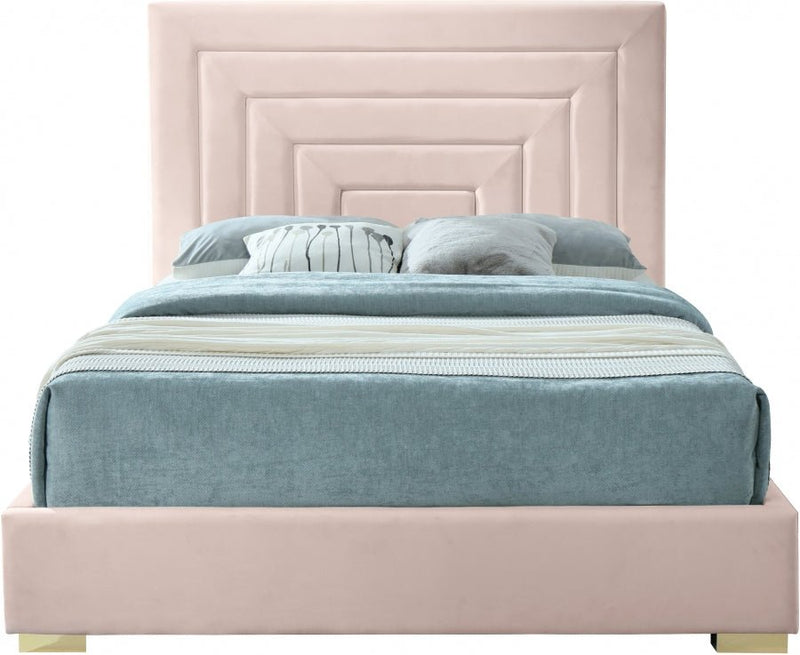 Nora Velvet King Bed Pink - Gate FurnitureKing Bed
