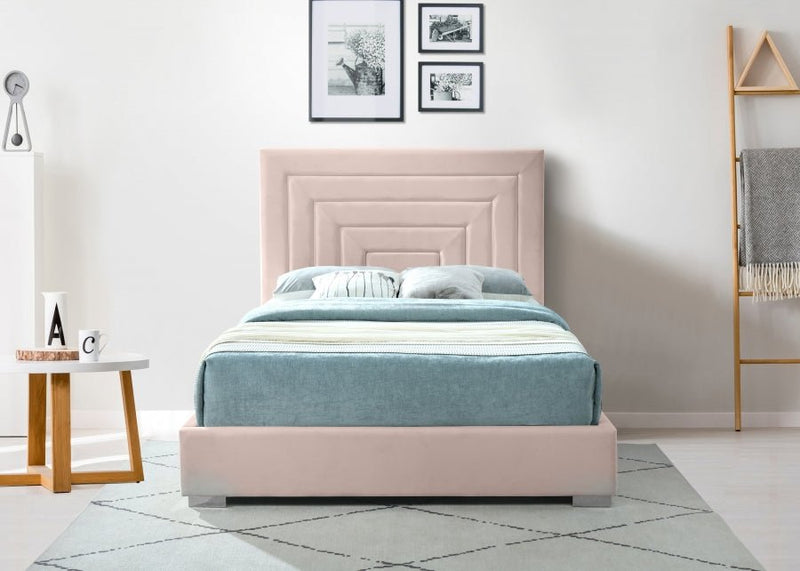 Nora Velvet King Bed Pink - Gate FurnitureKing Bed