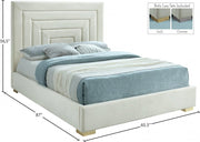 Nora Velvet Queen Bed Cream - Gate FurnitureQueen Bed