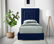 Nora Velvet Twin Bed Blue - Gate FurnitureTwin Bed