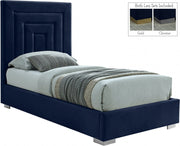 Nora Velvet Twin Bed Blue - Gate FurnitureTwin Bed