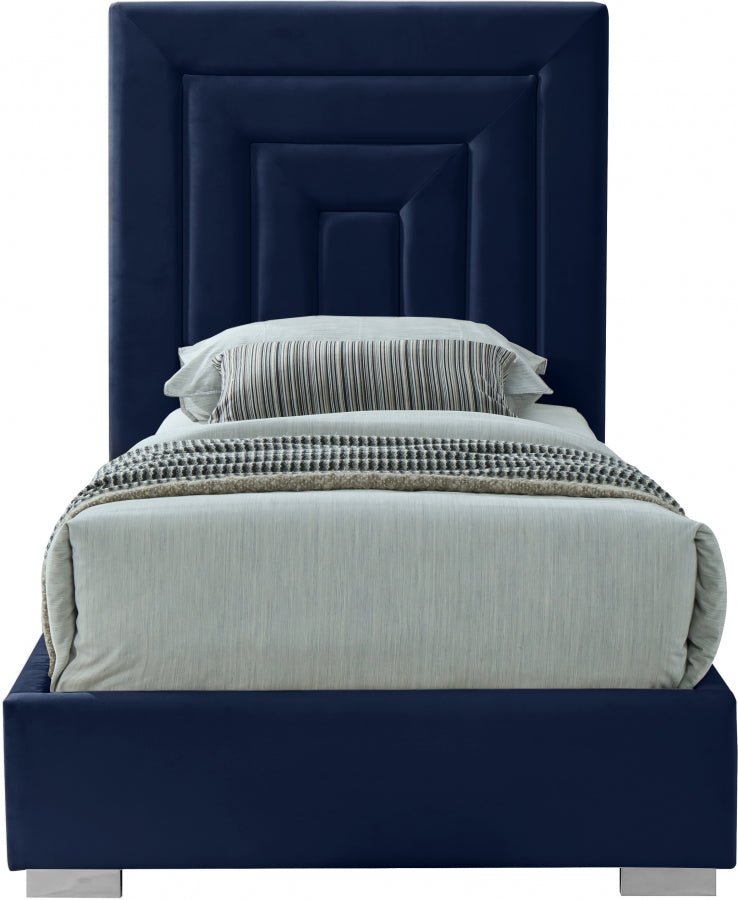 Nora Velvet Twin Bed Blue - Gate FurnitureTwin Bed