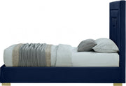 Nora Velvet Twin Bed Blue - Gate FurnitureTwin Bed