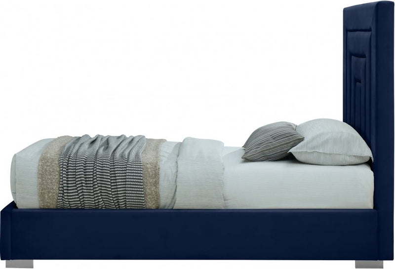 Nora Velvet Twin Bed Blue - Gate FurnitureTwin Bed