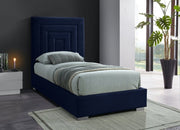 Nora Velvet Twin Bed Blue - Gate FurnitureTwin Bed