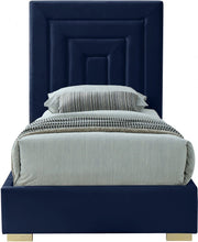 Nora Velvet Twin Bed Blue - Gate FurnitureTwin Bed