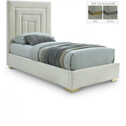 Nora Velvet Twin Bed Cream - Gate FurnitureTwin Bed
