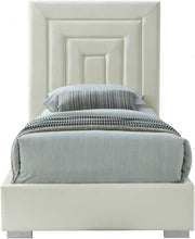 Nora Velvet Twin Bed Cream - Gate FurnitureTwin Bed