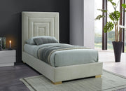 Nora Velvet Twin Bed Cream - Gate FurnitureTwin Bed