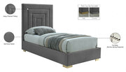 Nora Velvet Twin Bed Grey - Gate FurnitureTwin Bed