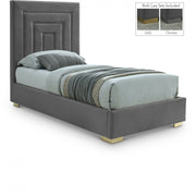 Nora Velvet Twin Bed Grey - Gate FurnitureTwin Bed
