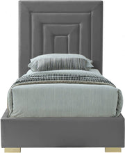 Nora Velvet Twin Bed Grey - Gate FurnitureTwin Bed