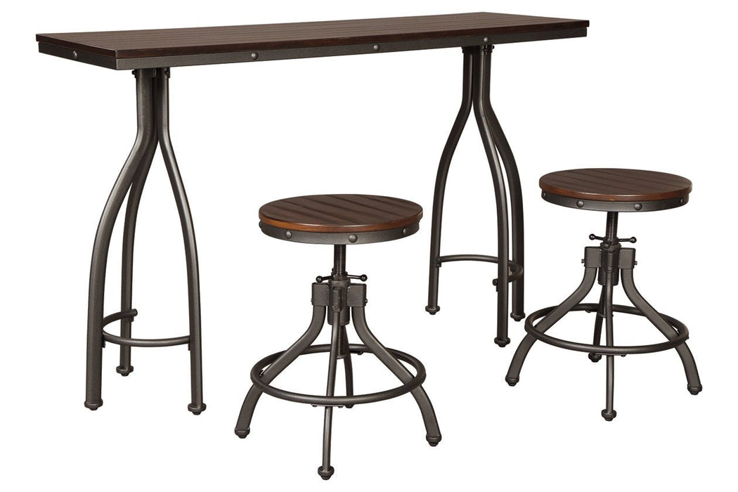Odium Rustic Brown Counter Height Dining Table and Bar Stools (Set of 3) - D284-113 - Gate Furniture