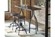 Odium Rustic Brown Counter Height Dining Table and Bar Stools (Set of 3) - D284-113 - Gate Furniture