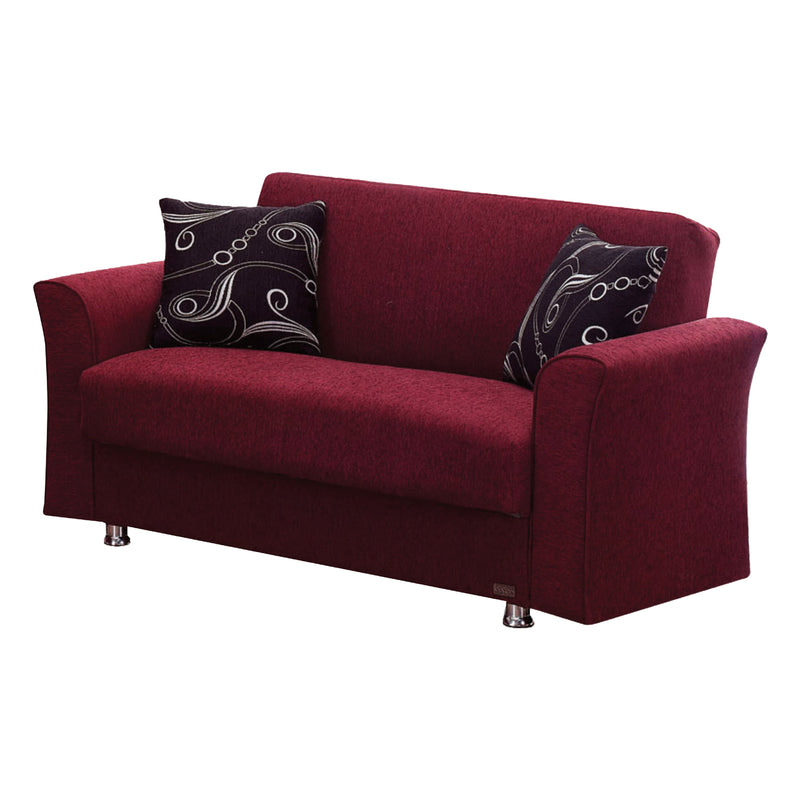 Ohio 61 in. Convertible Sleeper Loveseat in Burgundy with Storage - Gate FurnitureLoveseat
