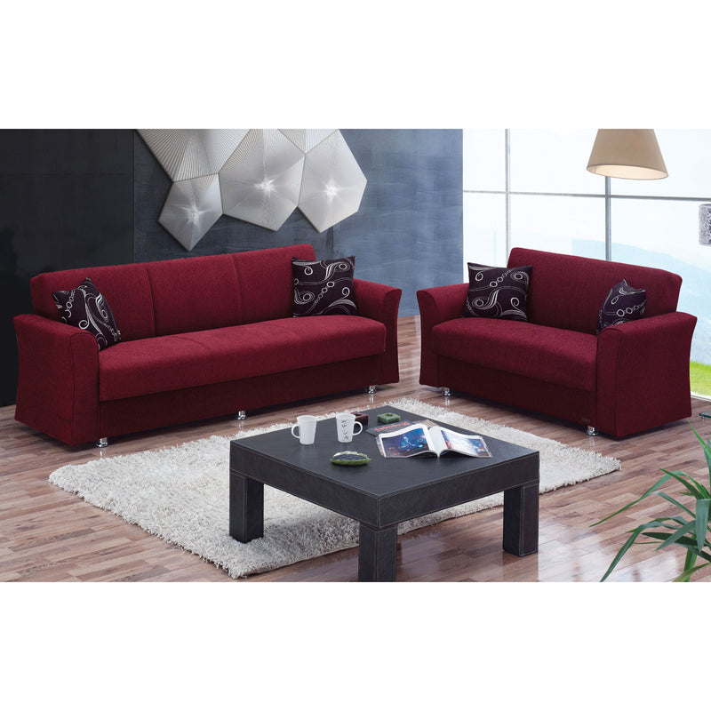 Ohio 61 in. Convertible Sleeper Loveseat in Burgundy with Storage - Gate FurnitureLoveseat