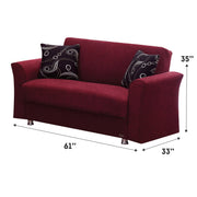 Ohio 61 in. Convertible Sleeper Loveseat in Burgundy with Storage - Gate FurnitureLoveseat
