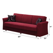 Ohio 89 in. Convertible Sleeper Sofa in Red with Storage - Gate FurnitureSleeper Sofa
