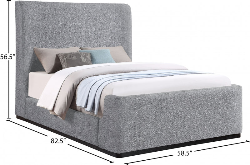 Oliver Boucle Fabric Full Bed (3 Boxes) Grey - OliverGrey-F