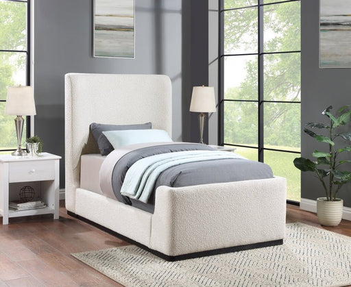 Oliver Boucle Fabric Twin Bed (3 Boxes) Cream - Gate FurnitureTwin Bed