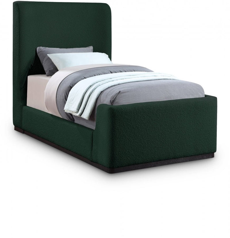 Oliver Boucle Fabric Twin Bed (3 Boxes) Green - Gate FurnitureTwin Bed