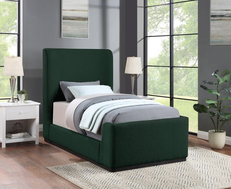Oliver Boucle Fabric Twin Bed (3 Boxes) Green - Gate FurnitureTwin Bed