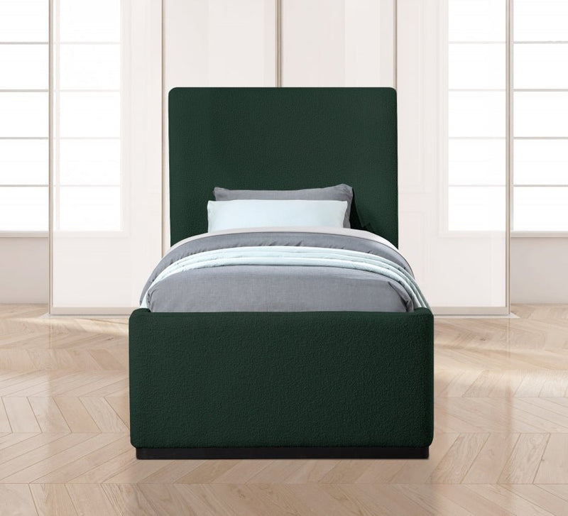Oliver Boucle Fabric Twin Bed (3 Boxes) Green - Gate FurnitureTwin Bed