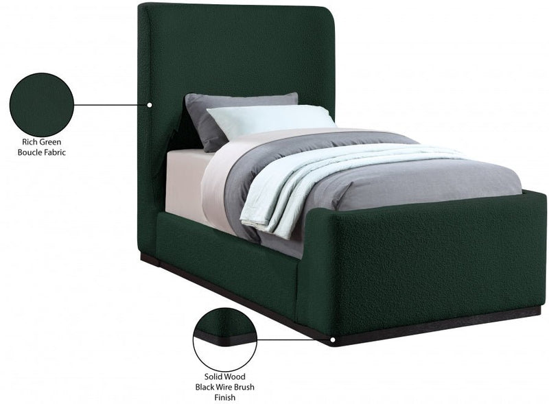 Oliver Boucle Fabric Twin Bed (3 Boxes) Green - Gate FurnitureTwin Bed