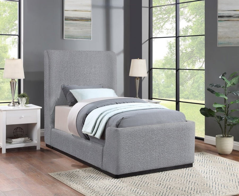 Oliver Boucle Fabric Twin Bed (3 Boxes) Grey - Gate FurnitureTwin Bed