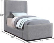 Oliver Boucle Fabric Twin Bed (3 Boxes) Grey - Gate FurnitureTwin Bed