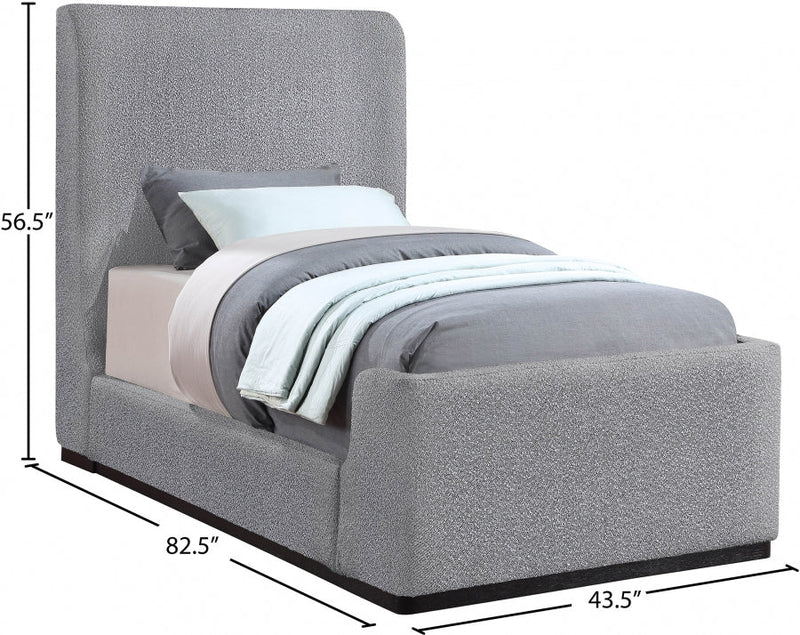 Oliver Boucle Fabric Twin Bed (3 Boxes) Grey - Gate FurnitureTwin Bed