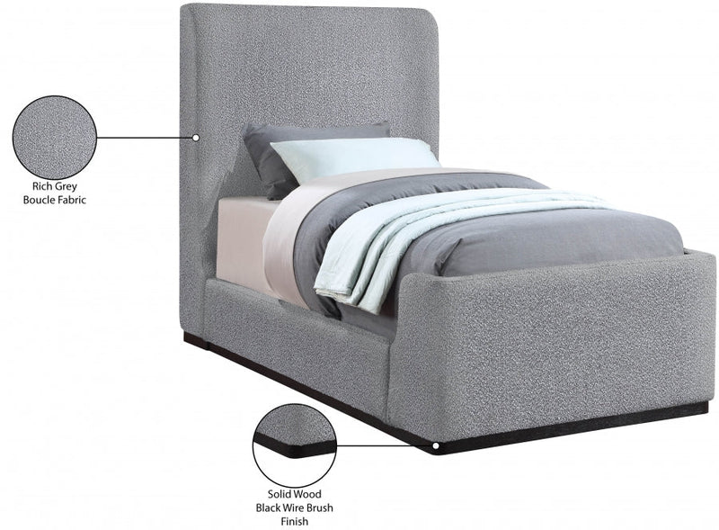 Oliver Boucle Fabric Twin Bed (3 Boxes) Grey - Gate FurnitureTwin Bed