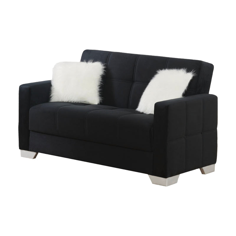 Ontario 65 in. Convertible Sleeper Loveseat in Black with Storage - Gate FurnitureLoveseat