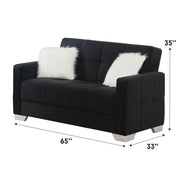 Ontario 65 in. Convertible Sleeper Loveseat in Black with Storage - Gate FurnitureLoveseat