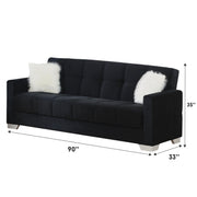 Ontario 90 in. Convertible Sleeper Sofa in Black with Storage - Gate FurnitureSleeper Sofa