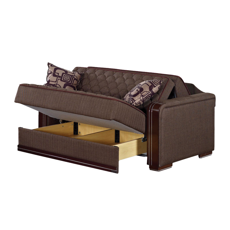 Oregon 64 in. Pull Out Sleeper Loveseat in Brown with Storage - Gate FurnitureLoveseat