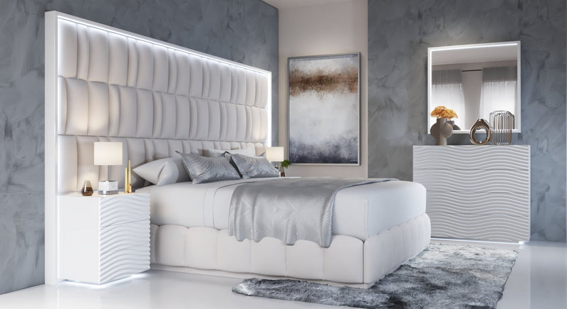 Orion Bed With Wave White Cases Set - Gate Furniture