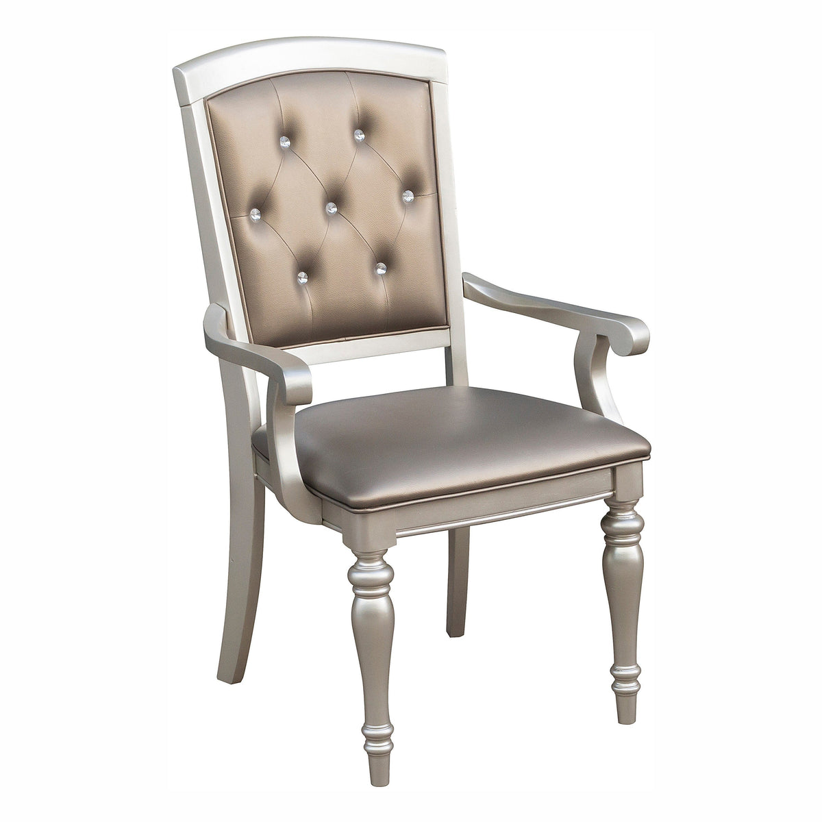  Homelegance Orsina Dining Chairs with Arm Luxurious Design  with Crystal Button Tufting, Set of 2, Pearl - Chairs