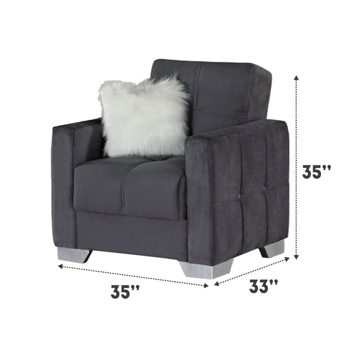 Ottawa 35 in. Convertible Sleeper Chair in Gray with Storage - CH-OTTAWA-GRAY - Gate Furniture