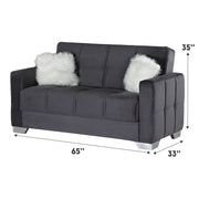 Ottawa 65 in. Convertible Sleeper Loveseat in Grey with Storage - Gate FurnitureLoveseat