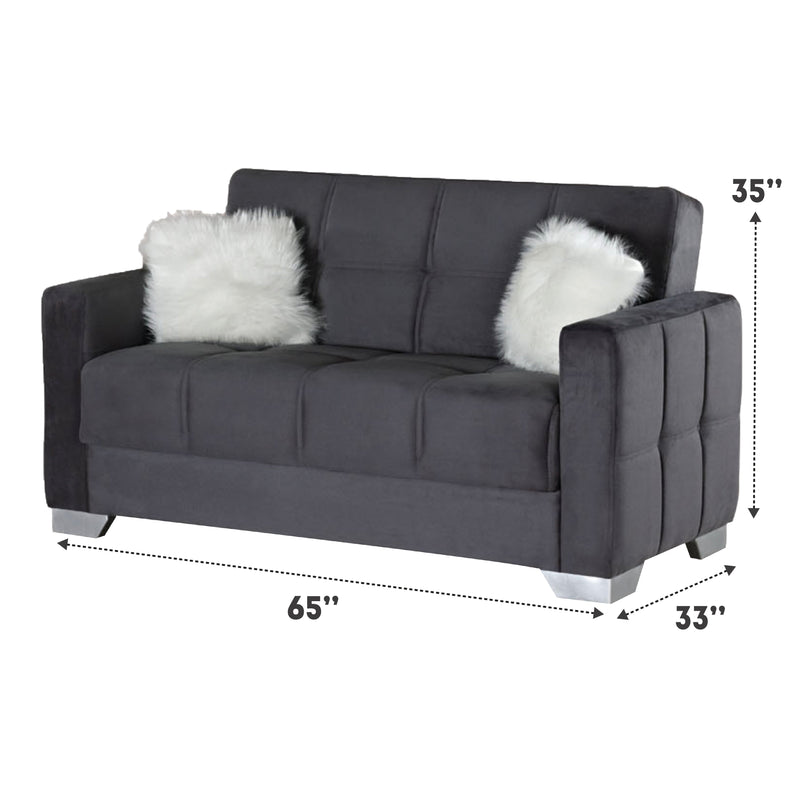 Ottawa 65 in. Convertible Sleeper Loveseat in Grey with Storage - Gate FurnitureLoveseat