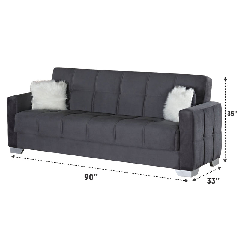 Ottawa 90 in. Convertible Sleeper Sofa in Gray with Storage - Gate FurnitureSleeper Sofa