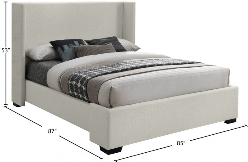 Oxford Linen Textured King Bed (3 Boxes) Beige - Gate FurnitureKing Bed