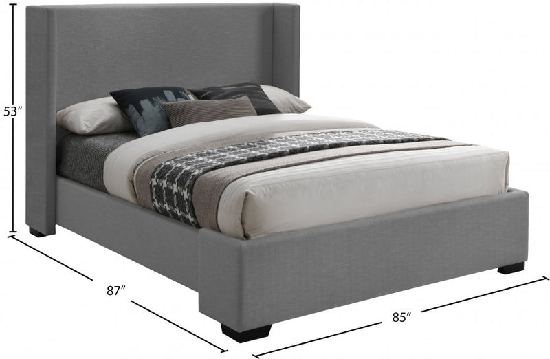 Oxford Linen Textured King Bed (3 Boxes) Grey - Gate FurnitureKing Bed