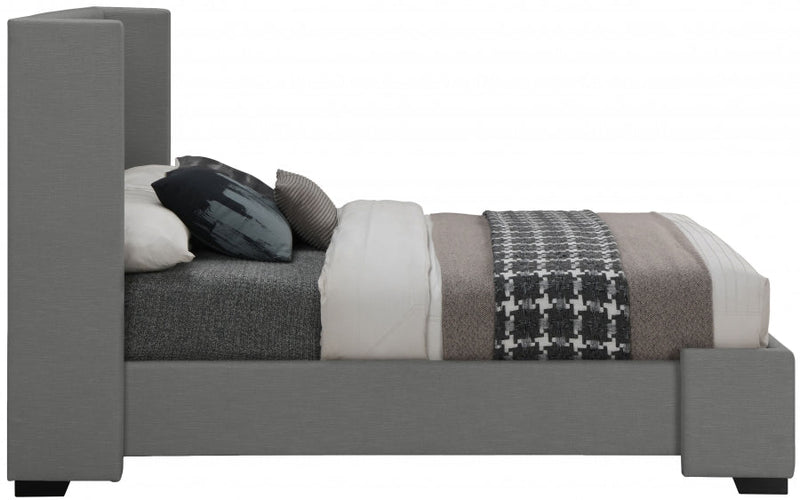 Oxford Linen Textured King Bed (3 Boxes) Grey - Gate FurnitureKing Bed