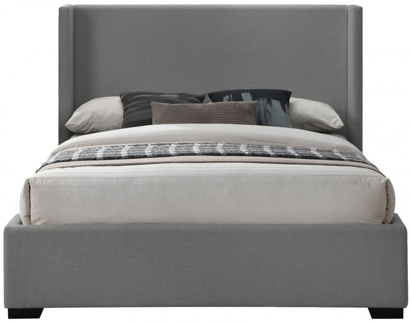 Oxford Linen Textured King Bed (3 Boxes) Grey - Gate FurnitureKing Bed