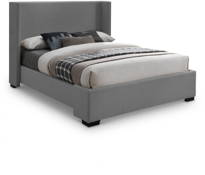 Oxford Linen Textured King Bed (3 Boxes) Grey - Gate FurnitureKing Bed