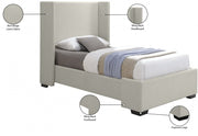 Oxford Linen Textured Twin Bed (3 Boxes) Beige - Gate FurnitureTwin Bed