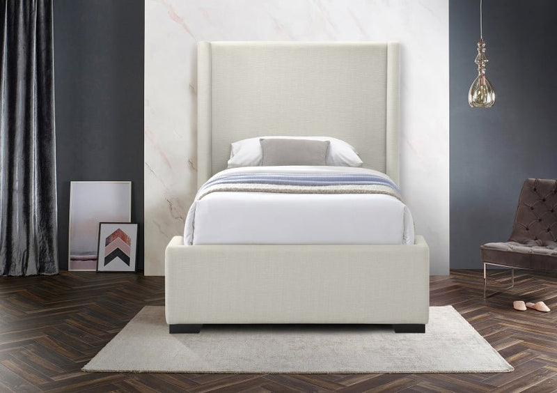 Oxford Linen Textured Twin Bed (3 Boxes) Beige - Gate FurnitureTwin Bed