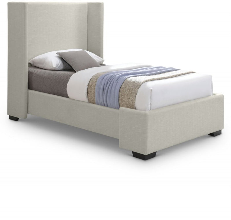 Oxford Linen Textured Twin Bed (3 Boxes) Beige - Gate FurnitureTwin Bed